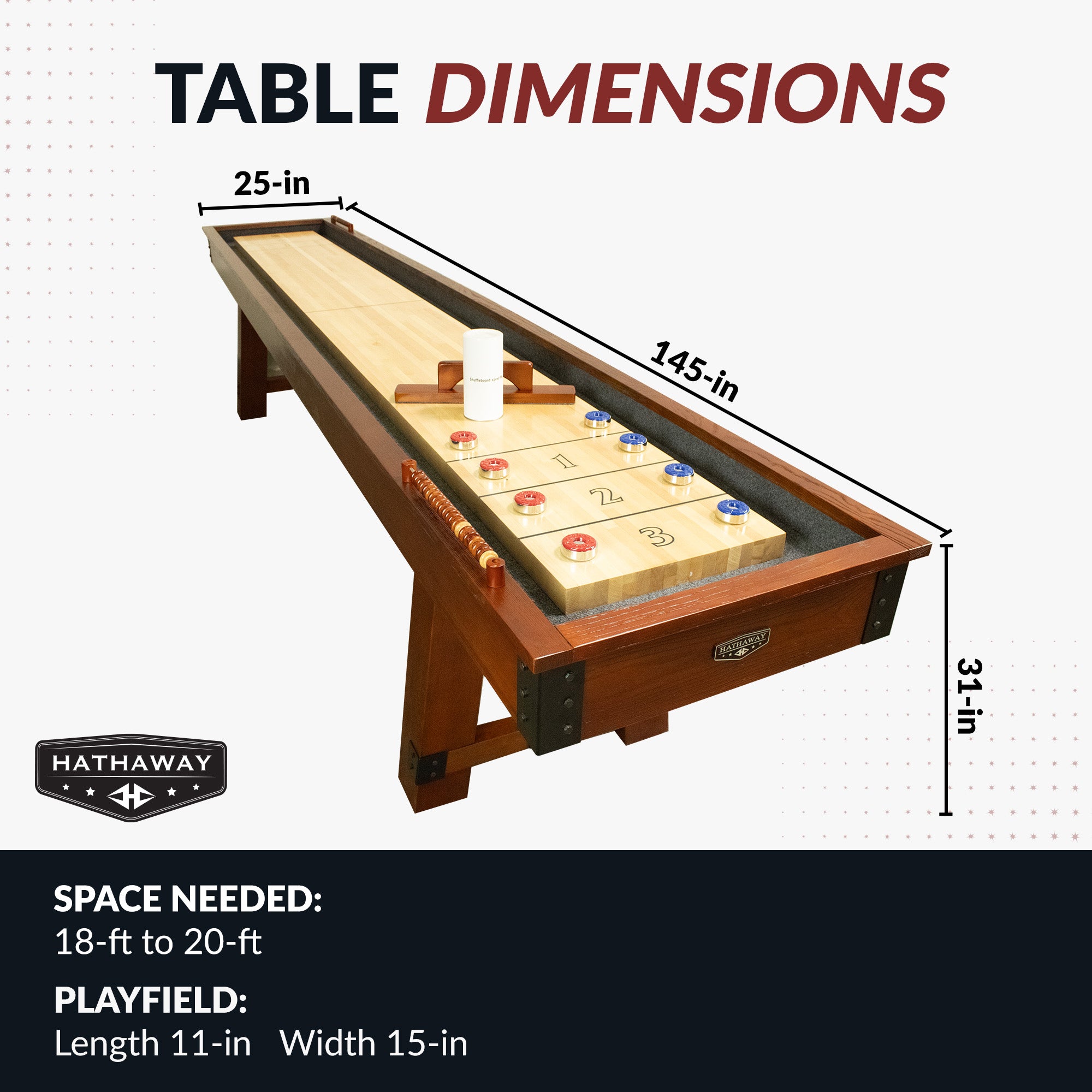 Cheyenne 12-ft Shuffleboard Table - Rustic Oak Finish