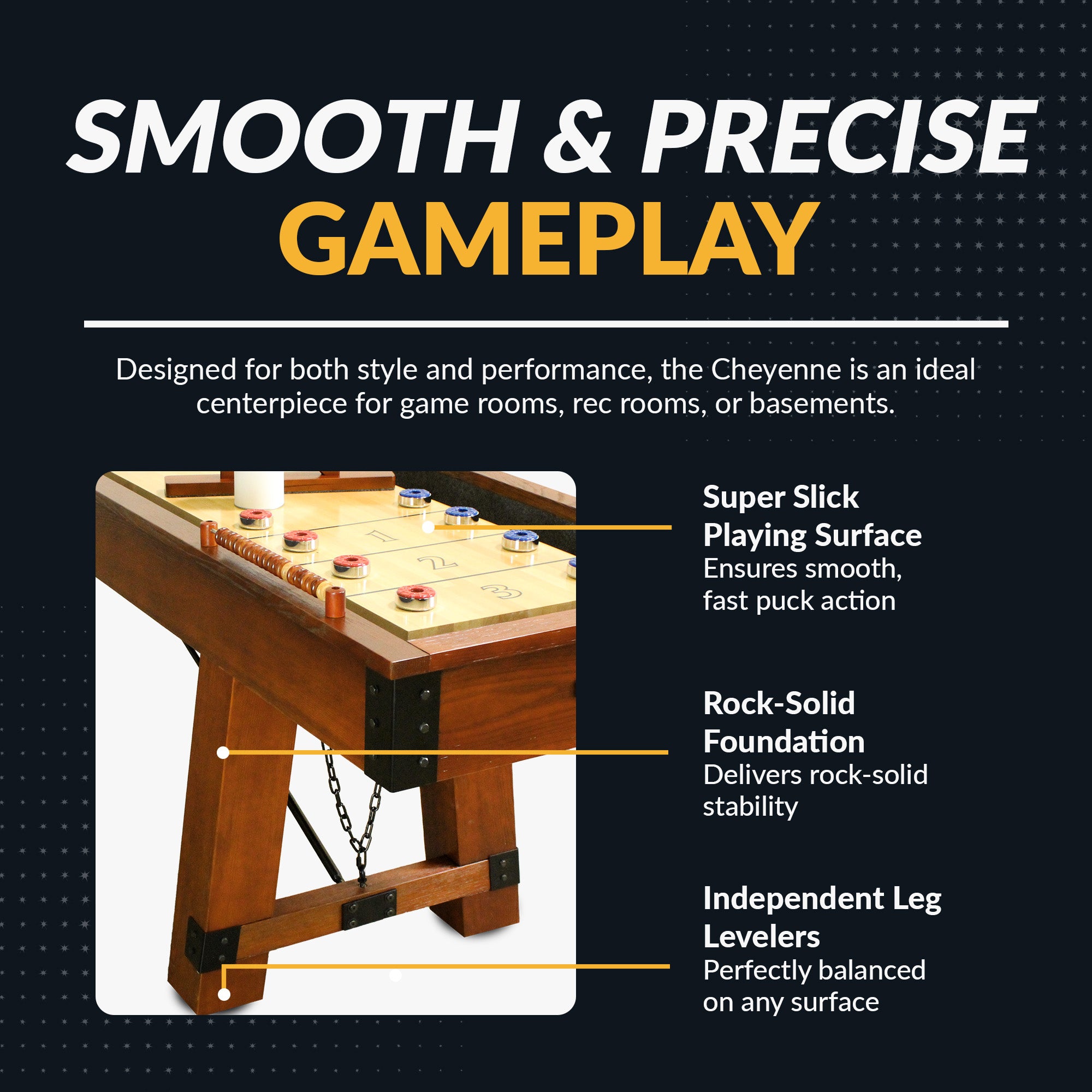 Cheyenne 12-ft Shuffleboard Table - Rustic Oak Finish