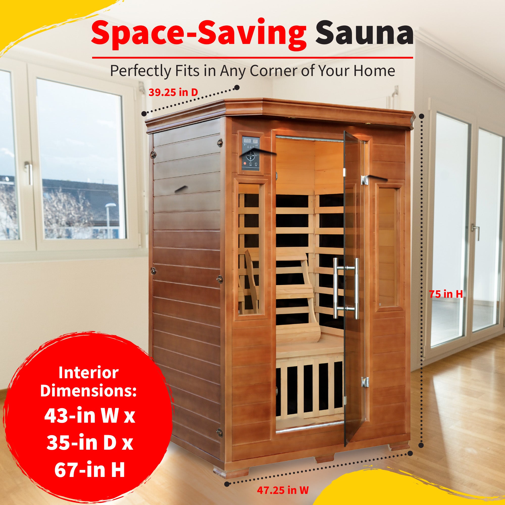 Blue Wave Majestic 2-Person Hemlock Premium Infrared Sauna with 6 Carbon Heaters