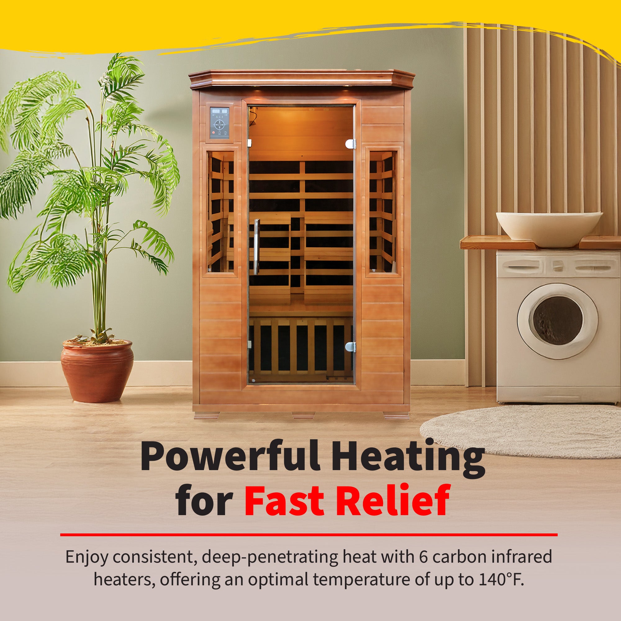 Blue Wave Majestic 2-Person Hemlock Premium Infrared Sauna with 6 Carbon Heaters