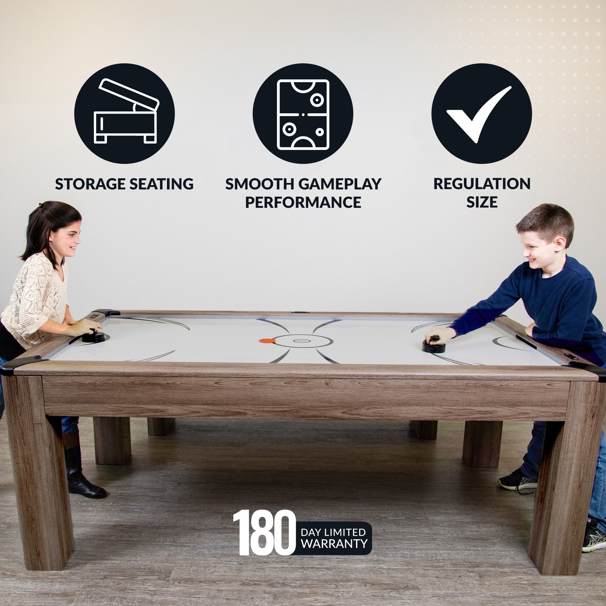 Driftwood 7-ft Air Hockey Table Combo Set with Benches