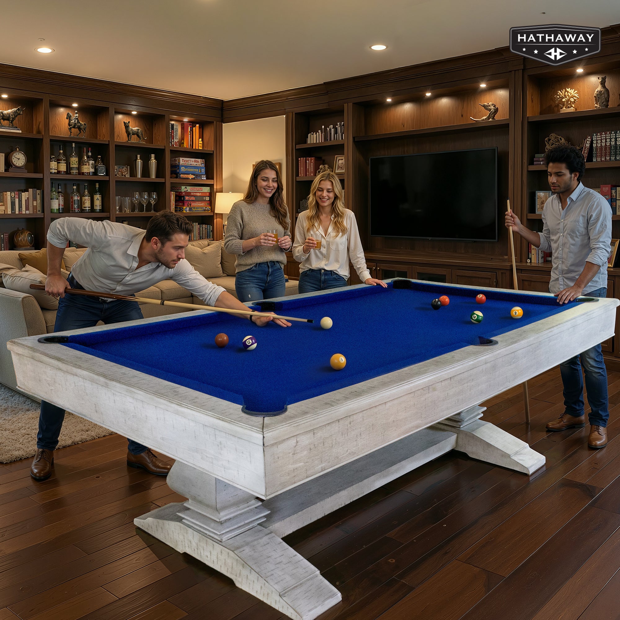 Montecito 8-ft Pool Table- Driftwood Finish with Blue Felt