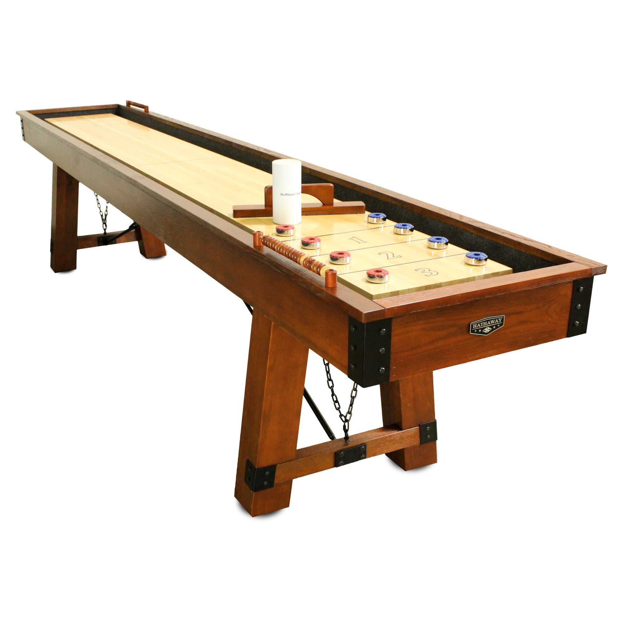 Cheyenne 12-ft Shuffleboard Table - Rustic Oak Finish