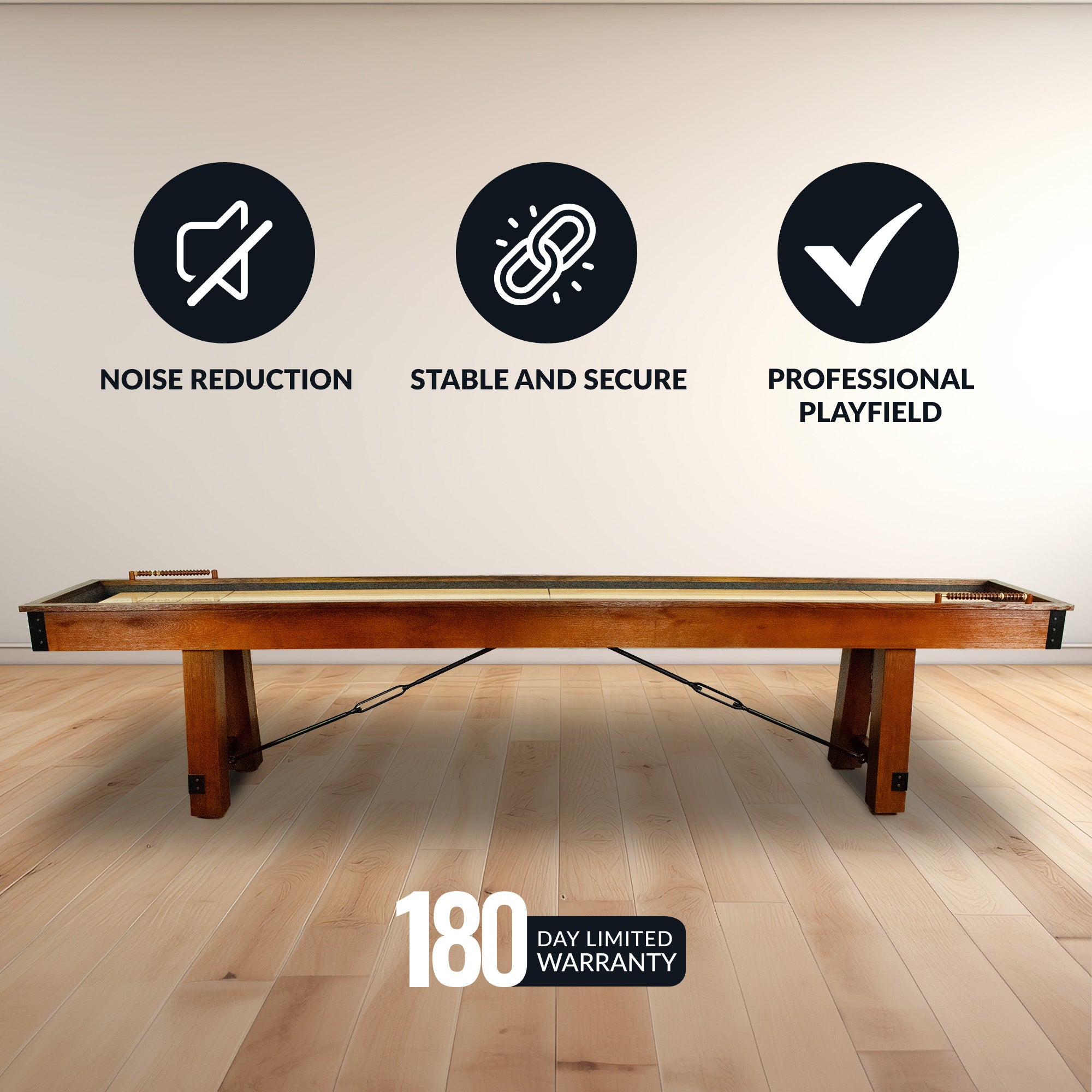 Cheyenne 12-ft Shuffleboard Table - Rustic Oak Finish